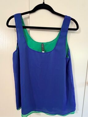 Staples Reversible Blue Green Tank Top Flowy Avant Garde Y2K Twee M